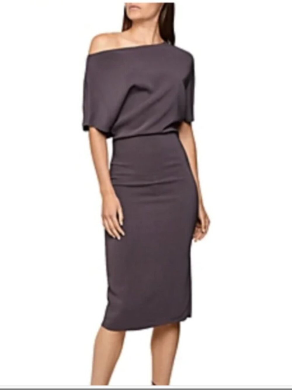 Reiss Madison Grey Off the Shoulder Dress Size 8